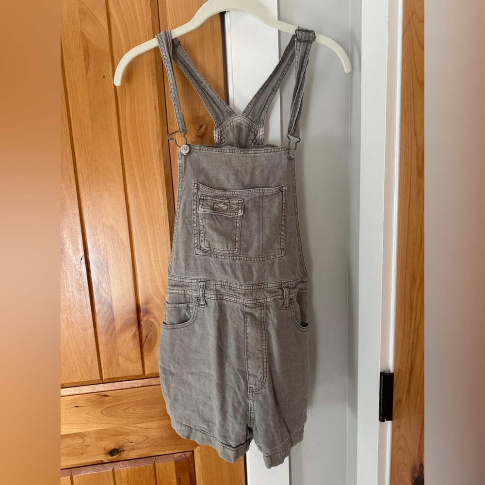 AE linen blend shorts romper overalls